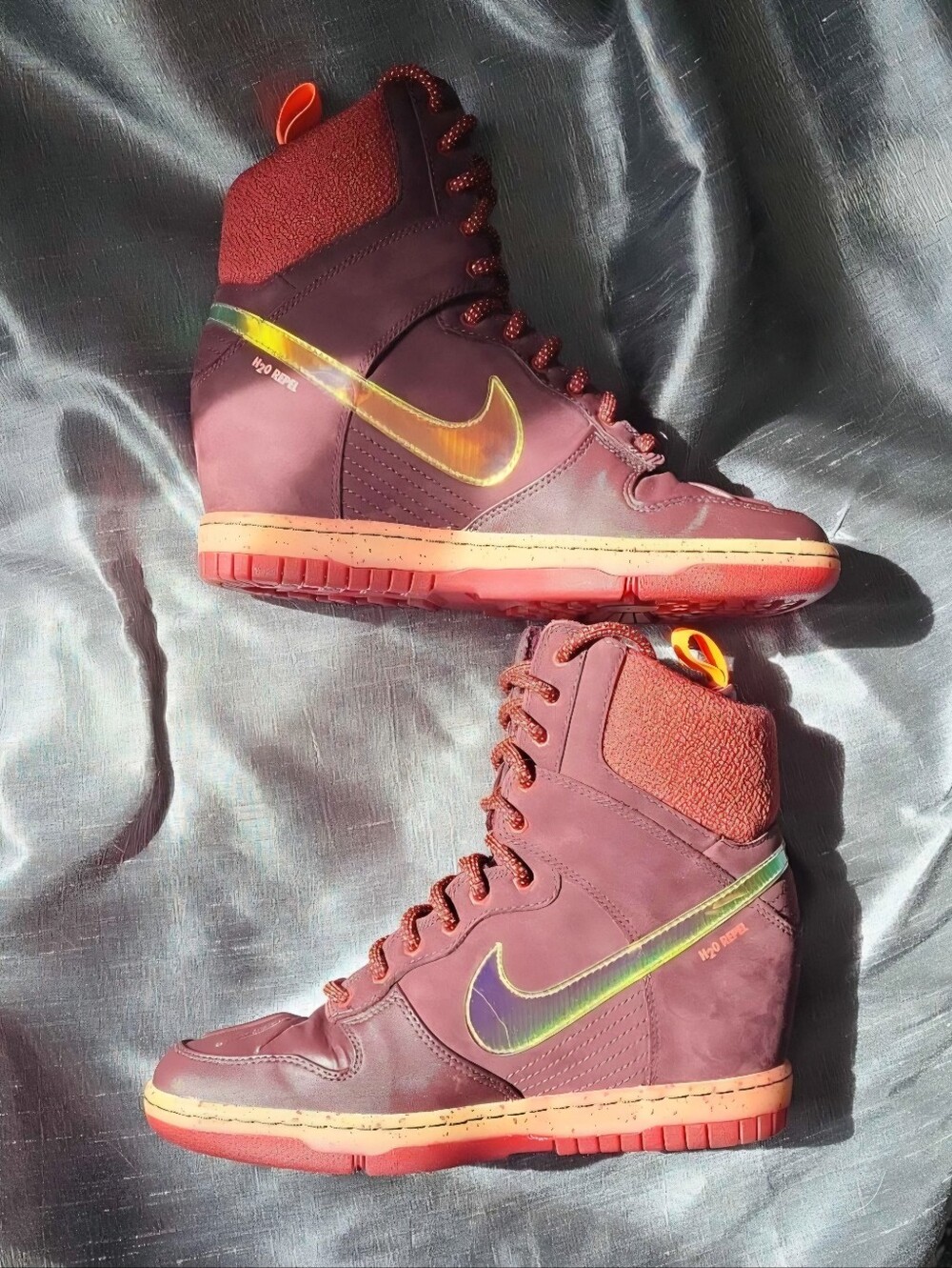 Nike Dunk Sky Hi Sneakerboot 2.0 Deep Burgundy Wedge Shoes Women's 8